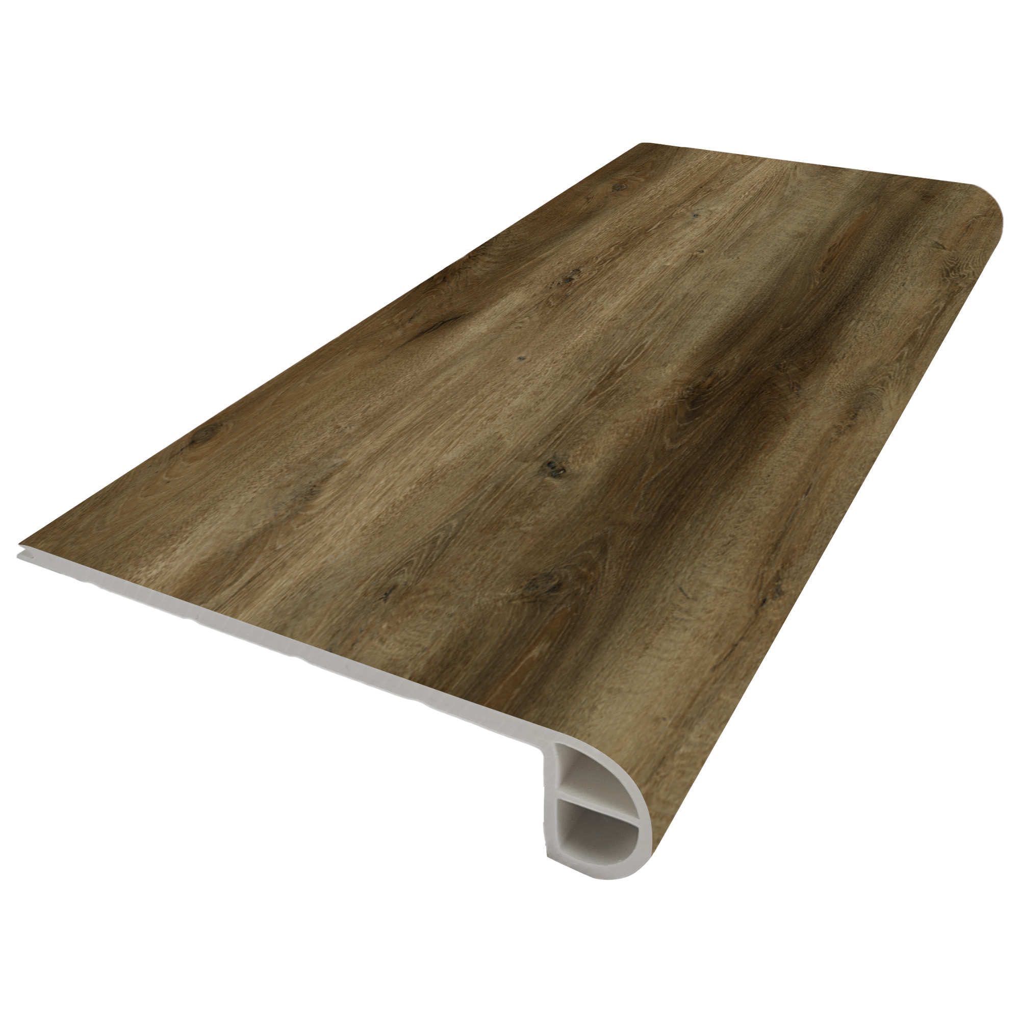 Bambino Series BB-III-S Flush Stair Nose, 94-1/2 in L, 4.34 in W, 0.2 in Thick, SPC, Ganache